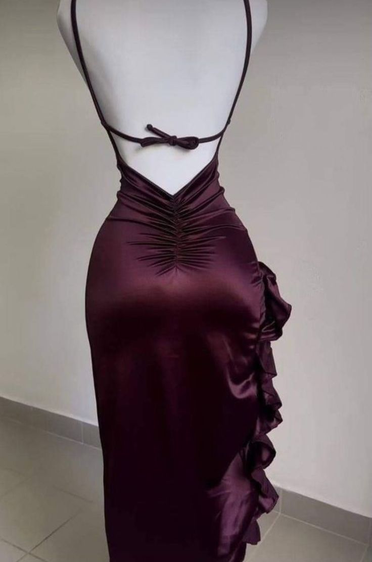 Pretty Mermaid Spaghetti Straps Burgundy Backless Prom Dress Prom Dresses