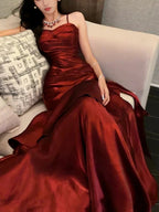 Pretty Mermaid Spaghetti Straps Olive Green Prom Dress Long Prom Gown