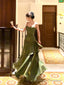 Pretty Mermaid Spaghetti Straps Olive Green Long Prom Dresses Evening Gowns