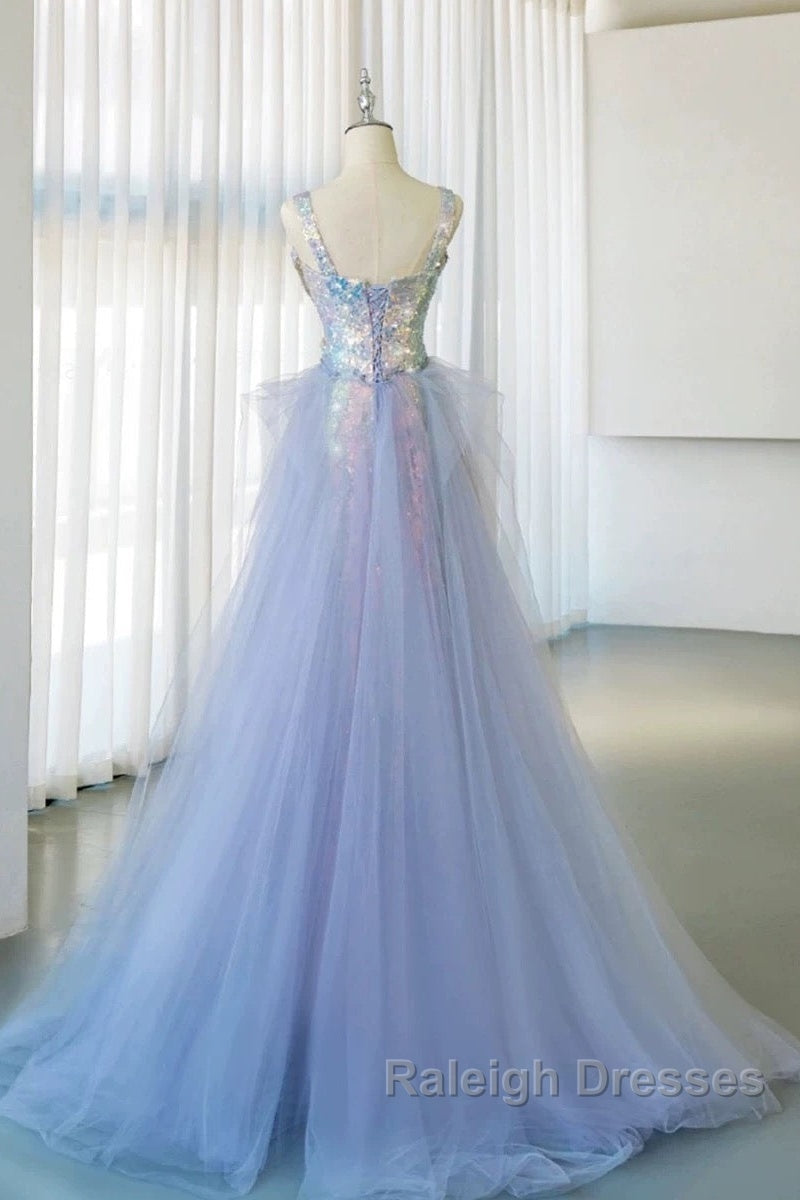 Pretty Mermaid Square Neckline Sequin Long Evening Dress Prom Dresses