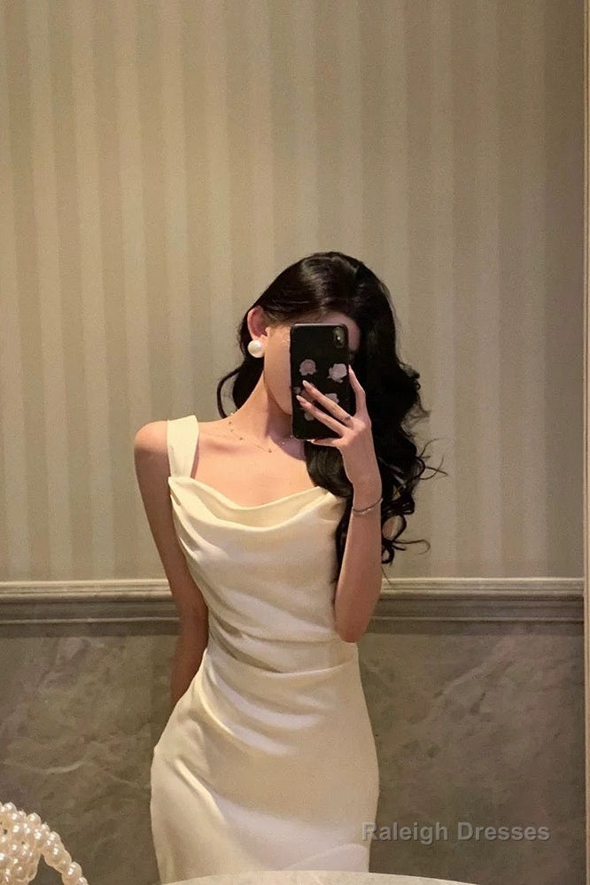 Pretty Mermaid Square Neckline White Date Night Dresses Prom Dress Birthday Prom Outfit