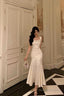 Pretty Mermaid Square Neckline White Date Night Dresses Prom Dress Birthday Prom Outfit