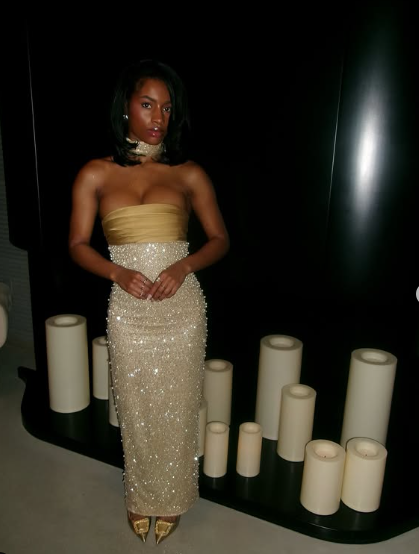 Pretty Mermaid Strapless Long Yellow Sequin Satin Prom Dress Prom Dress