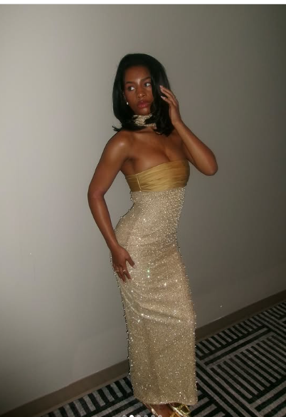 Pretty Mermaid Strapless Long Yellow Sequin Satin Prom Dress Prom Dress