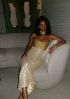Pretty Mermaid Strapless Long Yellow Sequin Satin Prom Dress Prom Dress