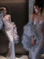 Pretty Mermaid Sweetheart Sequin Long Evening Dress Prom Dresses Birthday Outfits