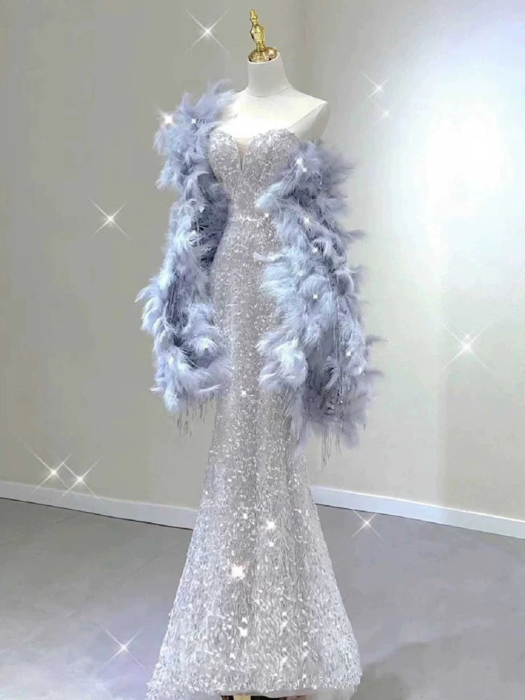 Pretty Mermaid Sweetheart Sequin Long Prom Dresses Prom Dress Birthday Outfits
