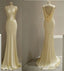 Pretty Mermaid V Neckline Satin Yellow Long Prom Dresses Formal Evening Dress