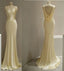Pretty Mermaid V Neckline Satin Yellow Long Prom Dresses Formal Evening Dress