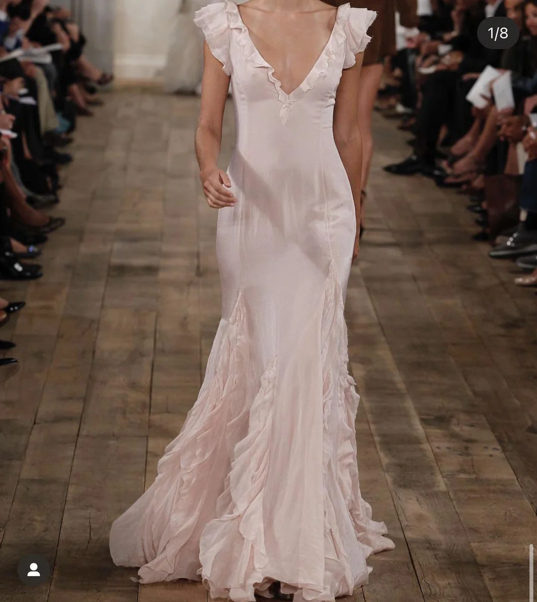 Pretty Mermaid V Neckline Long Chiffon Prom Dresses Evening Dress