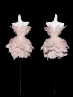 Pretty Pink Organza Sequin Beaded Homecoming Dresses Strapless Birthday Prom Dresses