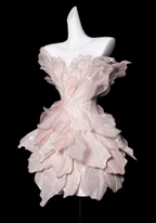 Pretty Pink Organza Sequin Beaded Homecoming Dresses Strapless Birthday Prom Dresses