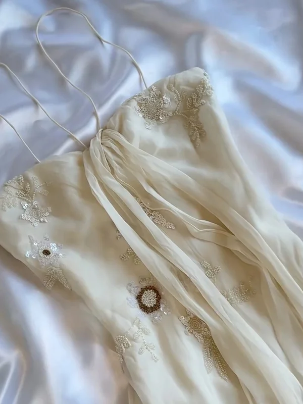 Pretty Sheath Halter Sleeveless Ivory Chiffon Prom Dresses Long Evening Dress