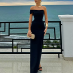 Pretty Sheath Off The Shoulder Black Prom Dress Long Prom Dresses