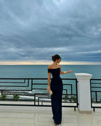 Pretty Sheath Off The Shoulder Black Prom Dress Long Prom Dresses