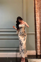 Pretty Sheath Spaghetti Straps Sleeveless Floral Date Night Dress Prom Dresses Birthday Outfits