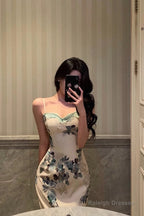 Pretty Sheath Spaghetti Straps Sleeveless Floral Date Night Dress Prom Dresses Birthday Outfits