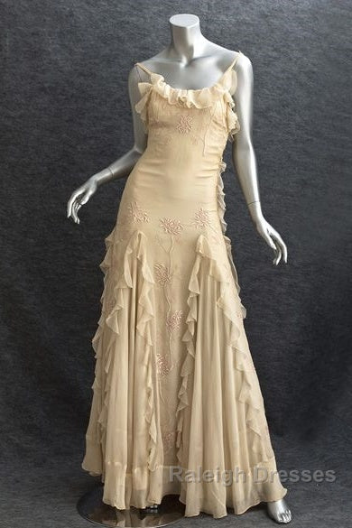 Pretty Sheath Spaghetti Straps Yellow Floor Length Evening Dress Chiffon Prom Dresses Secondary image