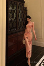 Pretty Sheath Strapless Pink Floral Date Night Dress Prom Dresses Birthday Party Outfit