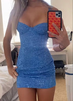 Pretty Sheath Sweetheart Blue Sequin Prom Homecoming Dress 21St Birthday Outfits Graduation Dresses Short Mini Cocktail Dress