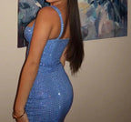 Pretty Sheath Sweetheart Blue Sequin Prom Homecoming Dress 21St Birthday Outfits Graduation Dresses Short Mini Cocktail Dress