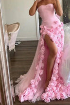 Pretty Sheath Sweetheart Pink Long Slit Prom Dress Prom Dresses