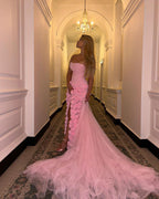 Pretty Sheath Sweetheart Pink Long Slit Prom Dress Prom Dresses