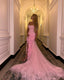 Pretty Sheath Sweetheart Pink Long Slit Prom Dress Prom Dresses