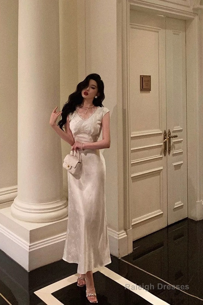 Pretty Sheath V Neckline Satin Floral Prom Dresses Birthday Outfits Evening Gown