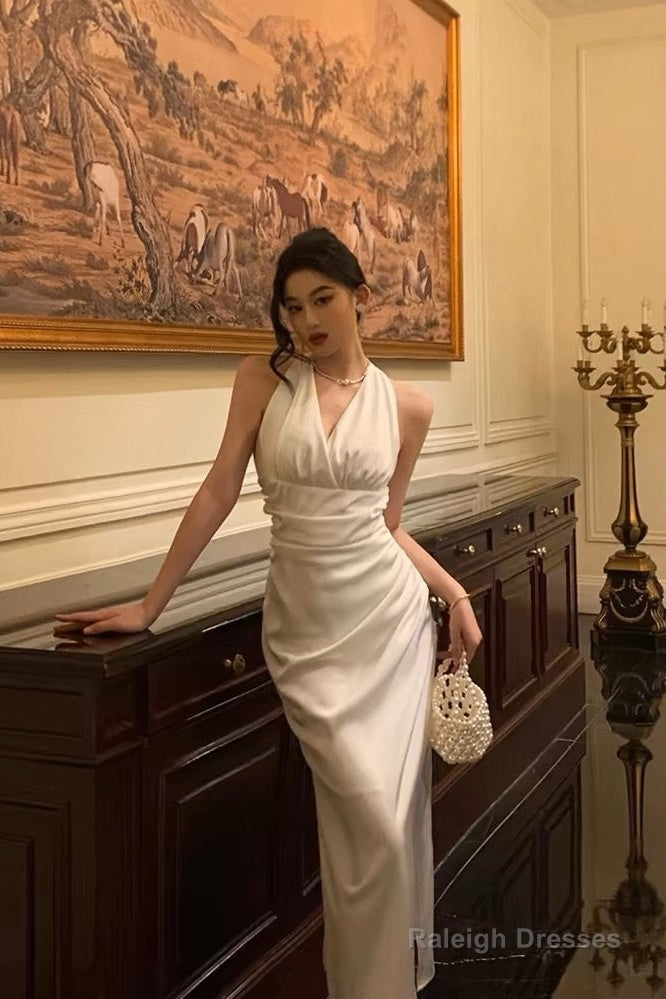 Pretty Sheath V Neckline Sleeveless Date Night Dress White Prom Dresses Birthday Party Outfit Secondary image