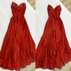 Pretty Spaghetti Straps V-Neck Beaded Backless Prom Dress Prom Dress