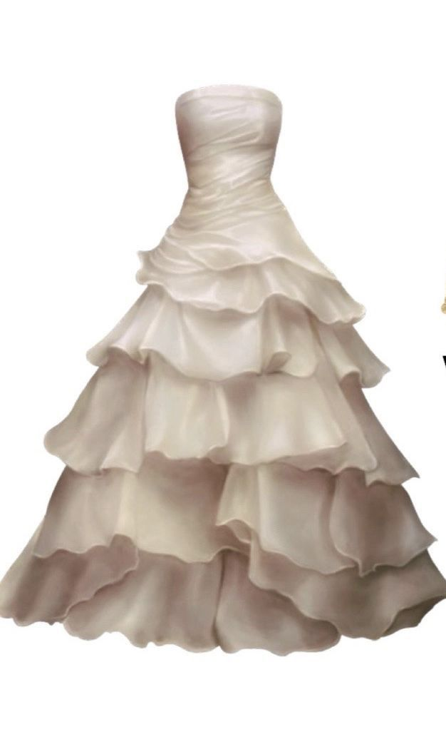 Pretty Strapless A-Line Ruffle Prom Dresses Long White Layered Wedding Dresses Secondary image