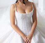 Pretty Wedding Dresses Ball Gowns Spaghetti Straps Sequin White Wedding Dress Bridal Gown