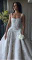 Pretty Wedding Dresses Ball Gowns Square Neck Lace White Wedding Dress Bridal Gown