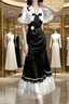 Princess A Line Black Satin Long Prom Dresses Night Lolita Dress Birthday Outfits