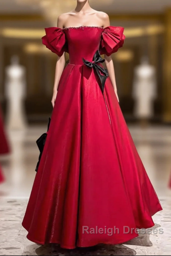 Princess A Line Off The Shoulder Party Dresses Red Prom Dresses Main image