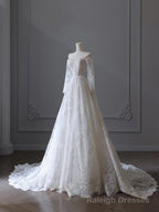 Princess A line Off The Shoulder White Lace Long Wedding Dresses Brides Dress