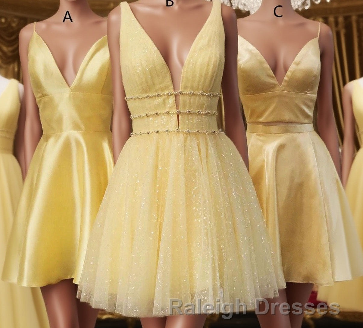 Princess A-line Short Yellow Homecoming Dresses,Cocktail Dress Classy Elegant Main image