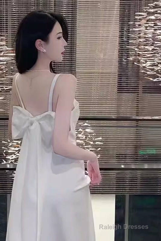 Princess A-Line Straps White Long Prom Dress