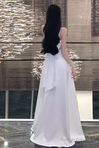 Princess A-Line Straps White Long Prom Dress
