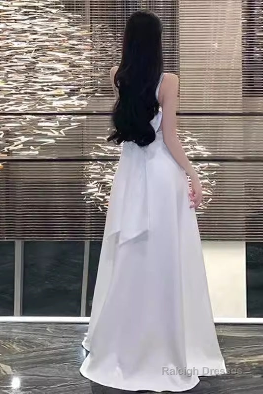 Princess A-Line Straps White Long Prom Dress
