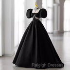 Princess Ball Gown Black Lace Long Prom Dress