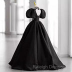 Princess Ball Gown Black Lace Long Prom Dresses