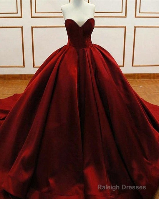 Princess Ball Gown Burgundy Quinceanera Dresses Satin Sweetheart Wedding Dresses Secondary image