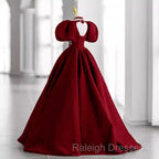 Princess Ball Gown Red Lace Long Prom Dress