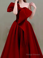 Princess Ball Gown Red Strapless Long Prom Dress