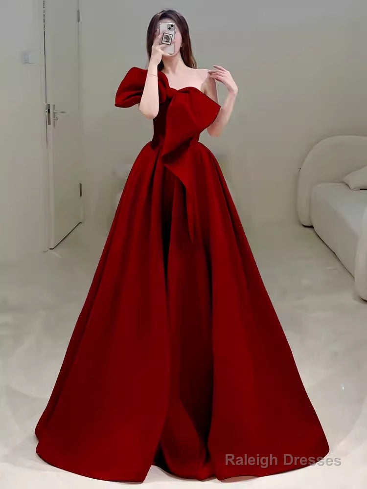 Princess Ball Gown Red Strapless Long Prom Dress Main image