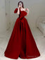 Princess Ball Gown Red Strapless Long Prom Dress