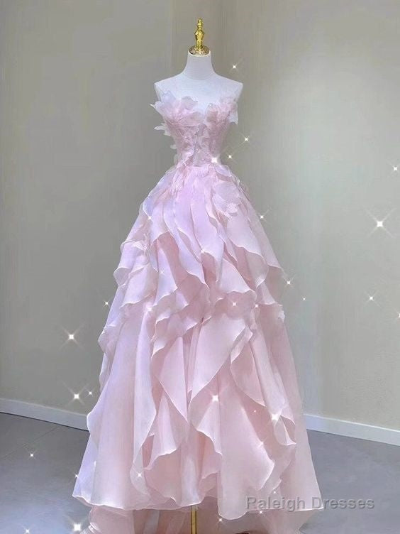 Princess Ball Gown Strapless Long Pink Prom Dress Main image