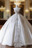 Princess Ball Gown Strapless Sleeveless Pleats White Satin Wedding Dress